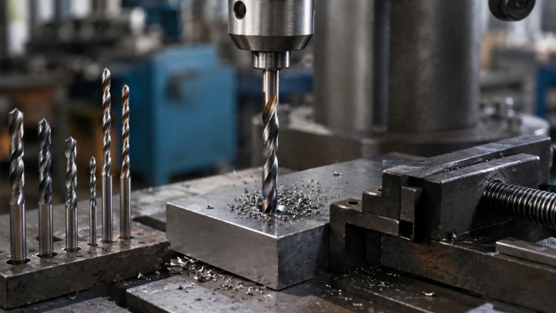 Industrial HSS Drill Bit drilling a metal workpiece for precision machining by Jay Tech Tools