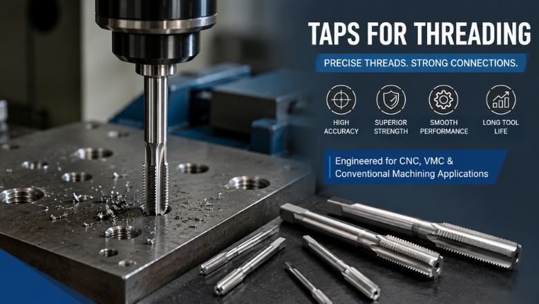 Taps for threading used for precision machining in CNC and VMC applications